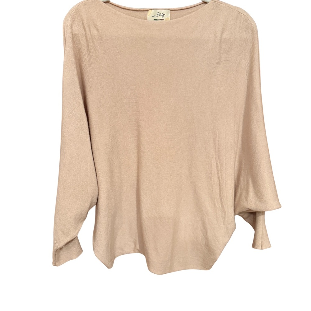 In Italy Oversized Batwing Sleeve Top – Nude Beige